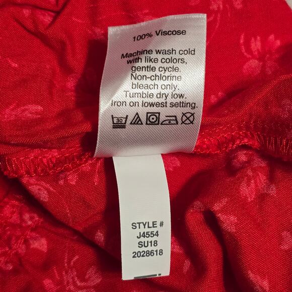 J. Crew Mercantile Red & White Floral Faux Wrap Mini Dress Size 8 - Picture 3 of 4